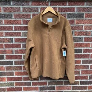 Old Navy Brown Tan Sherpa 1/4 Zip Up Pullover Sweater Jacket